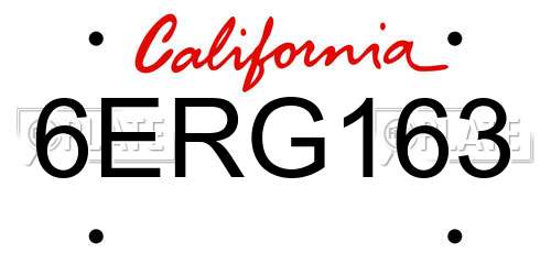 6ERG163 California License Plate