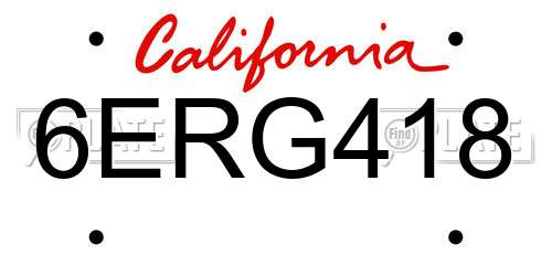 6ERG418 California License Plate