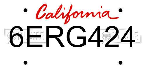 6ERG424 California License Plate