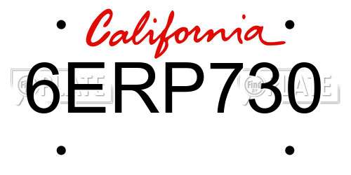 6ERP730 California License Plate