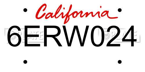 6ERW024 California License Plate