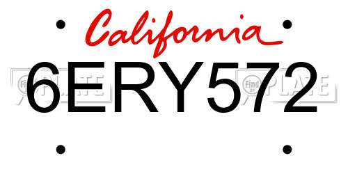 6ERY572 California License Plate