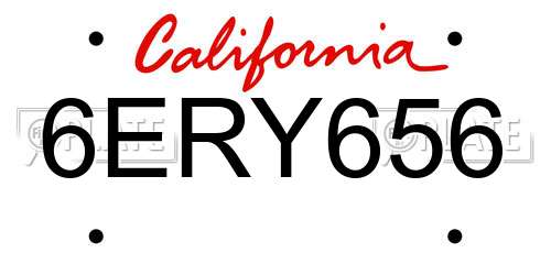 6ERY656 California License Plate