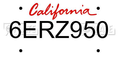 6ERZ950 California License Plate