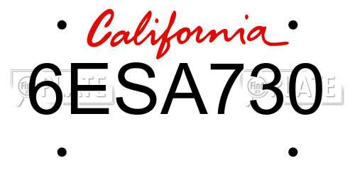 6ESA730 California License Plate