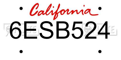 6ESB524 California License Plate