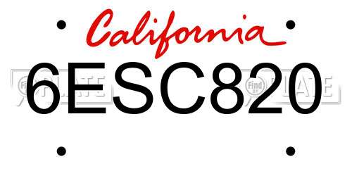 6ESC820 California License Plate