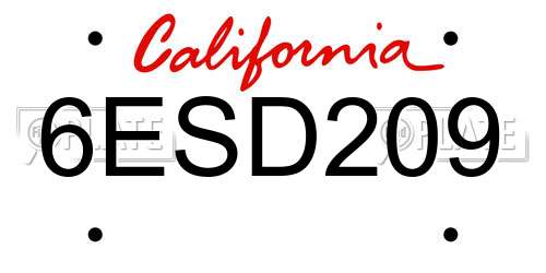 6ESD209 California License Plate