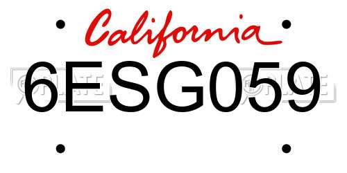 6ESG059 California License Plate
