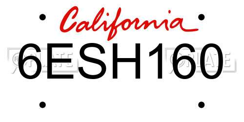 6ESH160 California License Plate