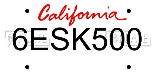 6ESK500 California License Plate