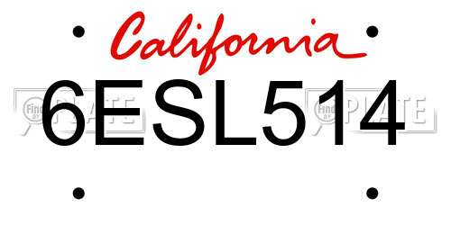 6ESL514 California License Plate