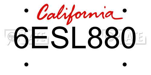 6ESL880 California License Plate