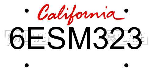 6ESM323 California License Plate