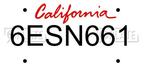 6ESN661 California License Plate