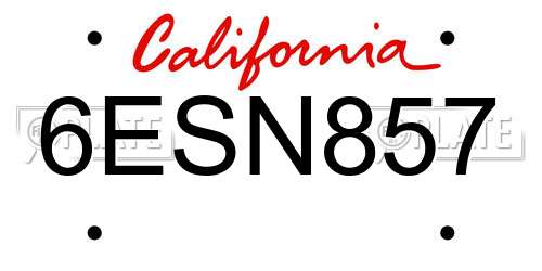 6ESN857 California License Plate