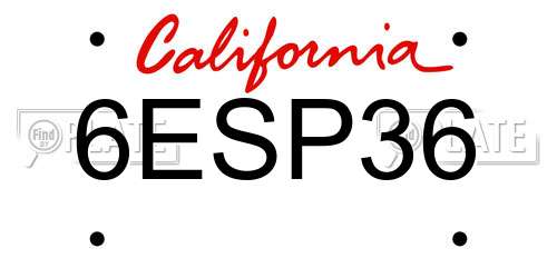 6ESP36 California License Plate
