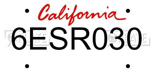 6ESR030 California License Plate