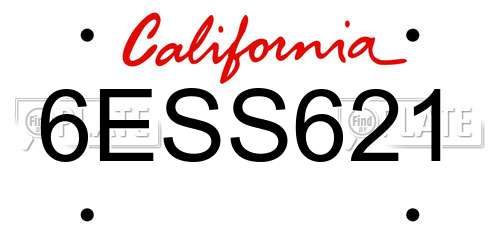6ESS621 California License Plate