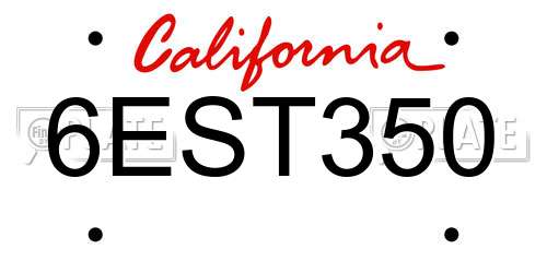 6EST350 California License Plate