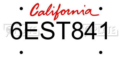 6EST841 California License Plate