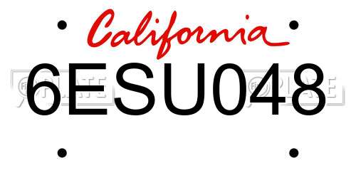 6ESU048 California License Plate