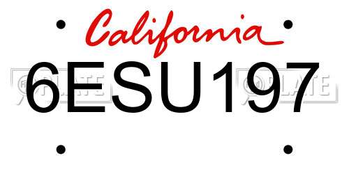 6ESU197 California License Plate