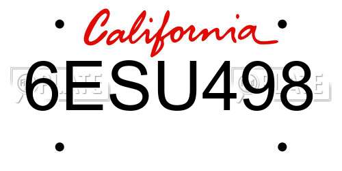 6ESU498 California License Plate