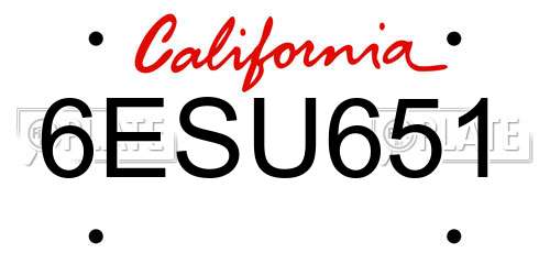 6ESU651 California License Plate