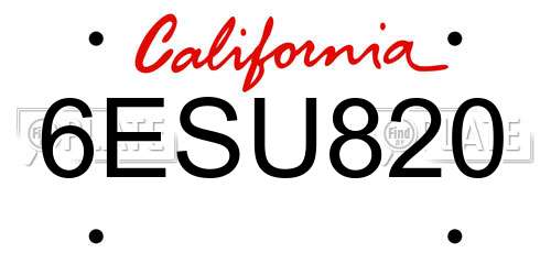 6ESU820 California License Plate