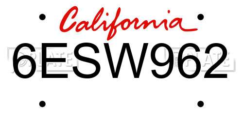6ESW962 California License Plate