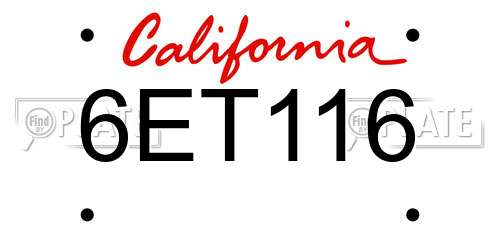 6ET116 California License Plate