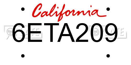 6ETA209 California License Plate