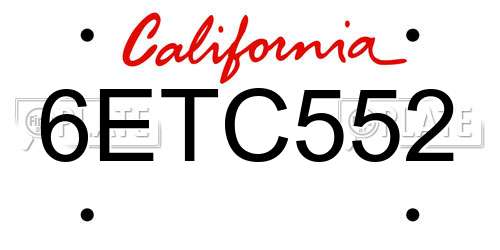 6ETC552 California License Plate