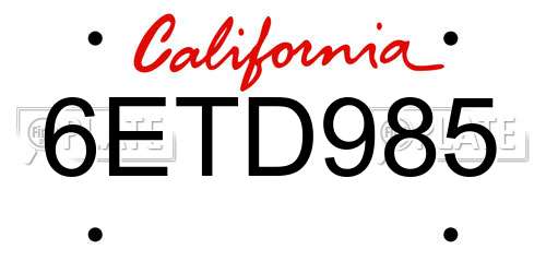 6ETD985 California License Plate
