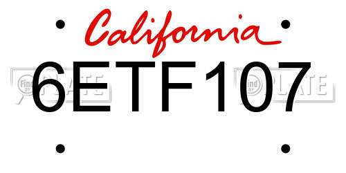 6ETF107 California License Plate