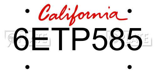 6ETP585 California License Plate