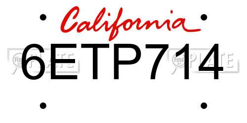 6ETP714 California License Plate