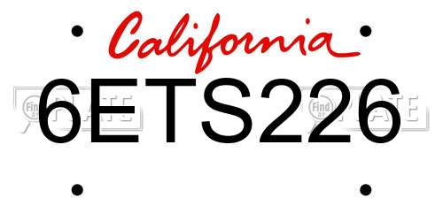 6ETS226 California License Plate