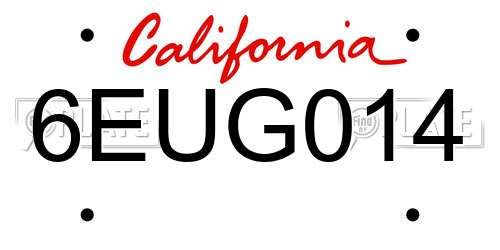 6EUG014 California License Plate