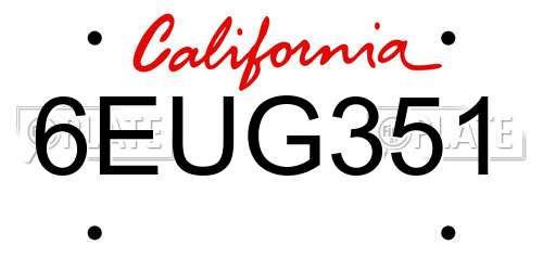6EUG351 California License Plate