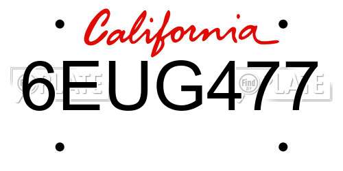 6EUG477 California License Plate