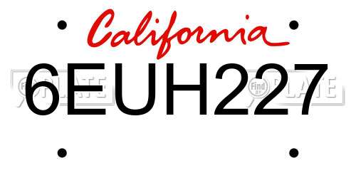 6EUH227 California License Plate