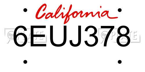 6EUJ378 California License Plate