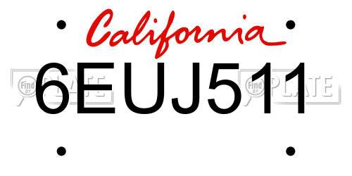 6EUJ511 California License Plate