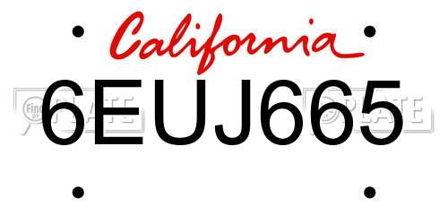 6EUJ665 California License Plate