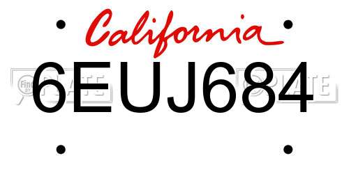 6EUJ684 California License Plate