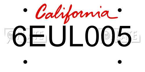 6EUL005 California License Plate