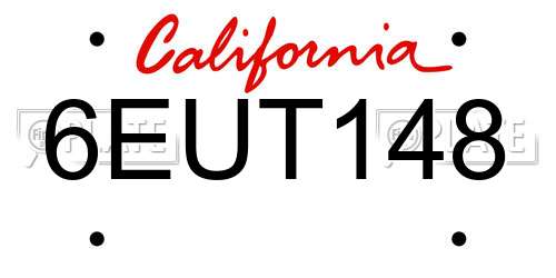 6EUT148 California License Plate