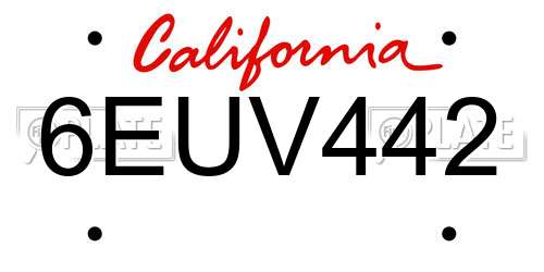6EUV442 California License Plate